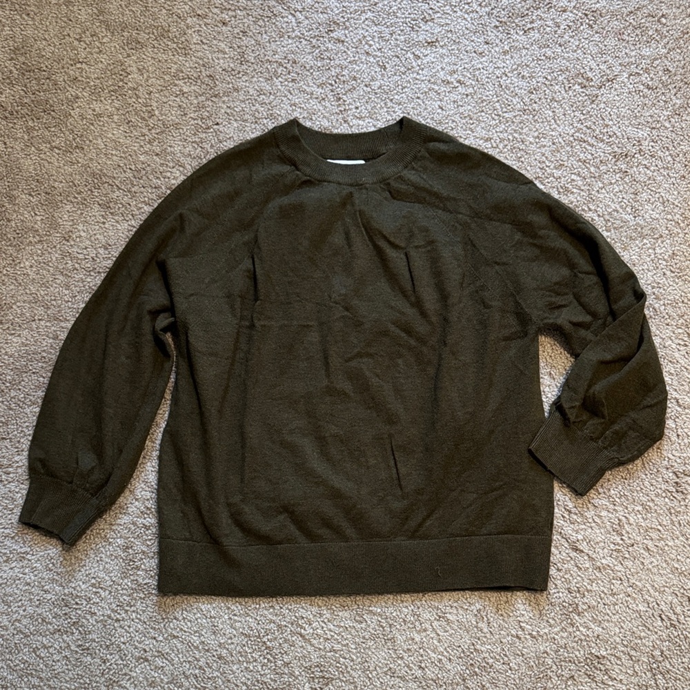 Mango Dark Green Crewneck Sweater